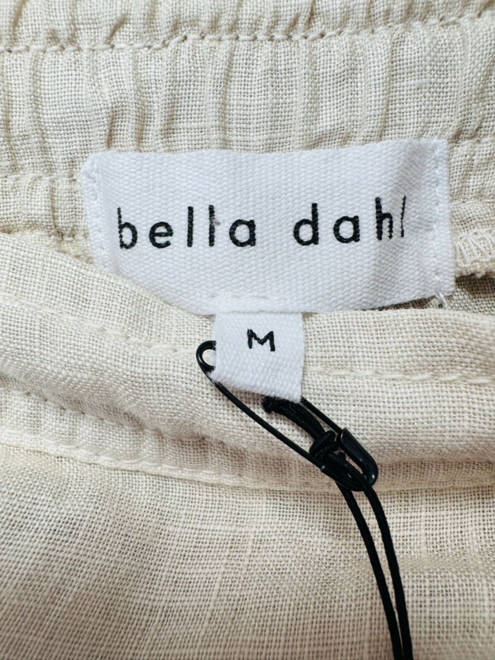 Bella Dahl 100% Linen Drawstring Ankle Pants Button Hem Cream Size Medium NWT - Picture 7 of 10